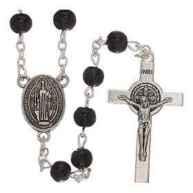 Rosenkranz mit schwarzen Perlen Heiliger Benedikt, 4 mm
