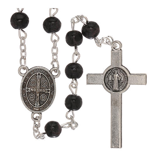 Rosary of St. Benedict, black glass 4 mm 2