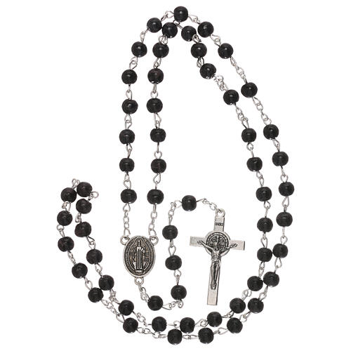 Saint Benedict rosary black glass 4 mm 4
