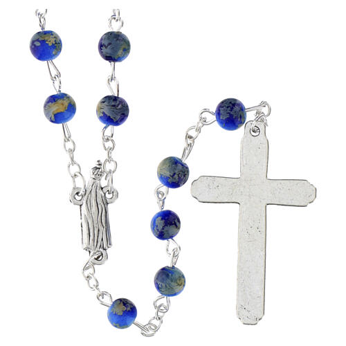 Rosario Virgen de Fátima vidrio azul ambarino 4 mm 2