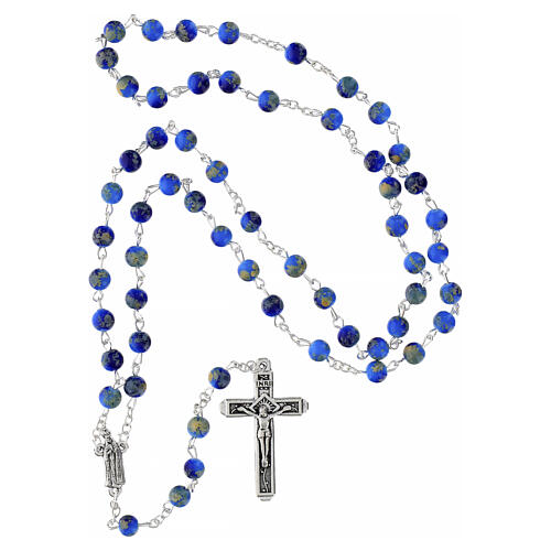 Rosario Virgen de Fátima vidrio azul ambarino 4 mm 5