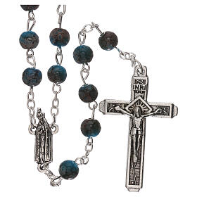 Our Lady of Fatima rosary light blue amber-colored glass 4 mm