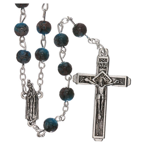 Our Lady of Fatima rosary light blue amber-colored glass 4 mm 1