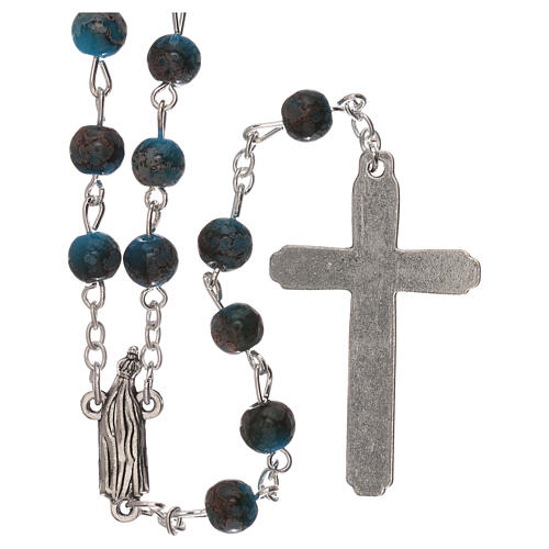 Our Lady of Fatima rosary light blue amber-colored glass 4 mm 2