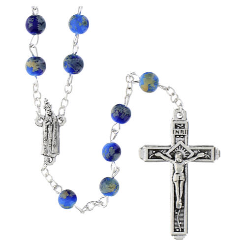 Our Lady of Fatima rosary light blue amber-colored glass 4 mm 1