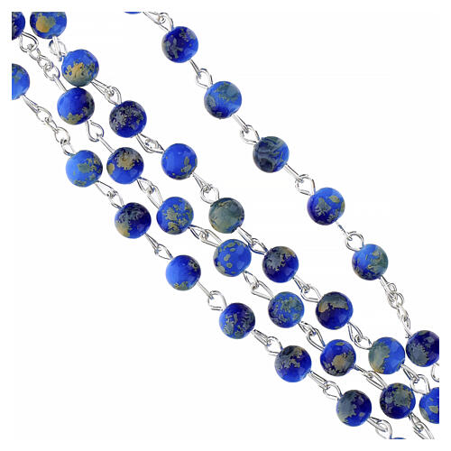 Our Lady of Fatima rosary light blue amber-colored glass 4 mm 3