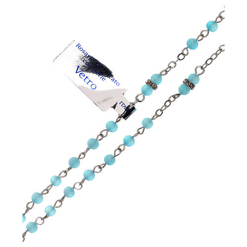 Rosary with beads in sky blue glass 1 mm 3