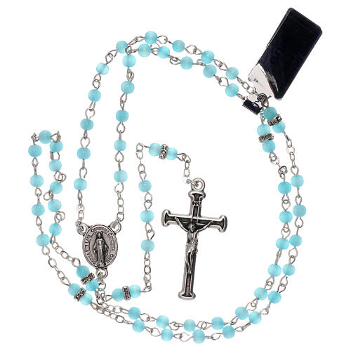 Rosary with beads in sky blue glass 1 mm 4