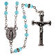 Rosary with beads in sky blue glass 1 mm s1