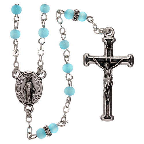 Rosary with light blue glass beads 1 mm 1