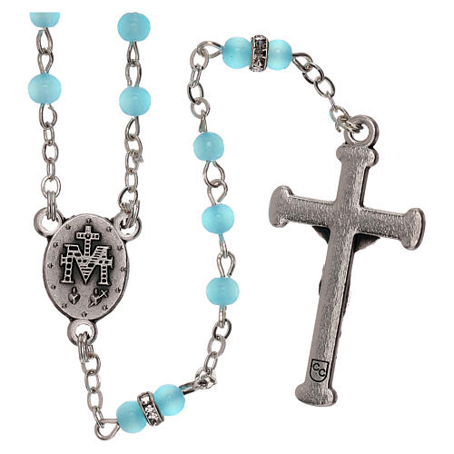 Rosary with light blue glass beads 1 mm 2