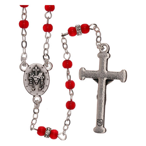 Rosary with beads in red glass 1 mm 2