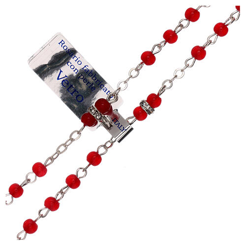 Rosary with beads in red glass 1 mm 3