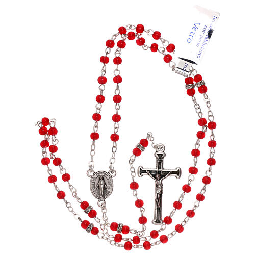 Rosary with beads in red glass 1 mm 4