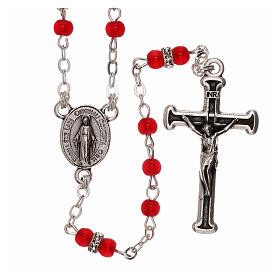 Rosary with red glass beads 1 mm