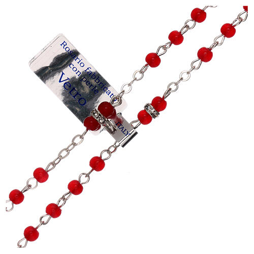 Rosary with red glass beads 1 mm 3