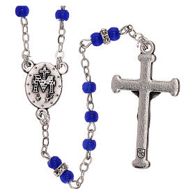 Rosary with beads in blue glass 1 mm