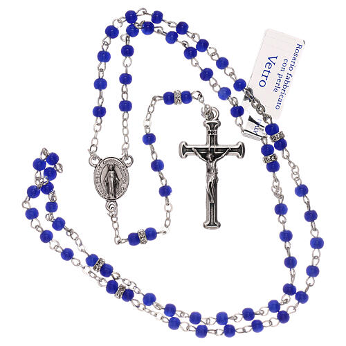 Rosary with beads in blue glass 1 mm 4