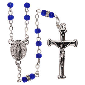 Rosary with blue glass beads 1 mm