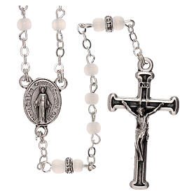 Rosary with beads in white glass 1 mm