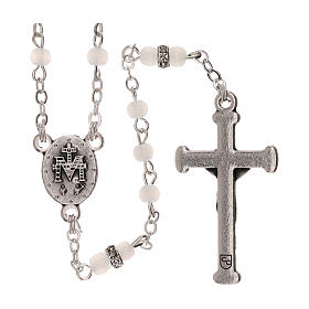 Rosary with beads in white glass 1 mm