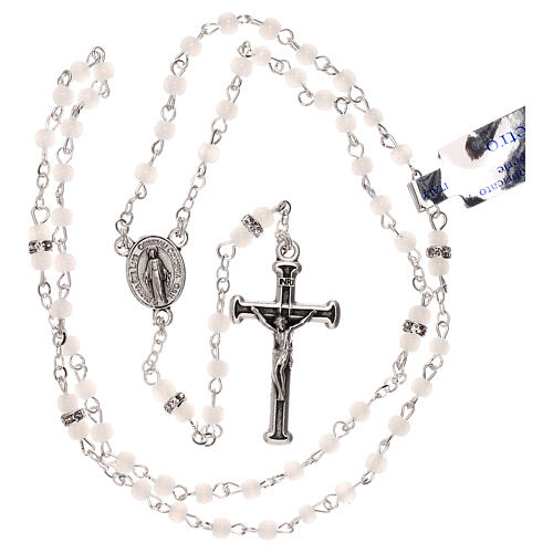 Rosary with beads in white glass 1 mm 4
