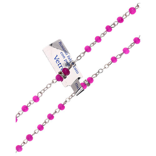 Rosary with beads in fuchsia glass 1 mm 3