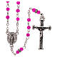 Rosary with beads in fuchsia glass 1 mm s1