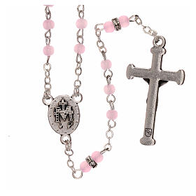 Rosary with beads in pink glass 1 mm