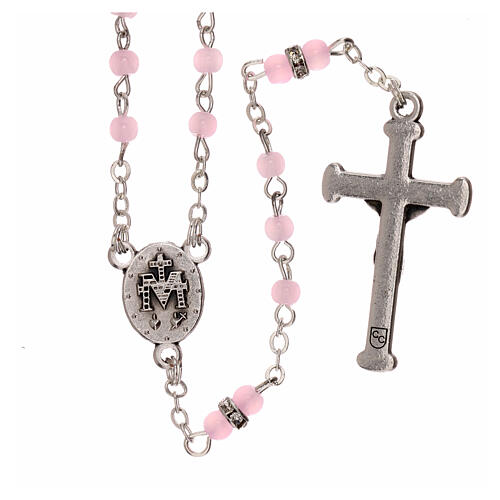 Rosary with beads in pink glass 1 mm 2