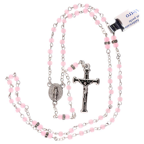 Rosary with beads in pink glass 1 mm 4