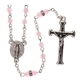 Rosary with pink glass beads 1 mm