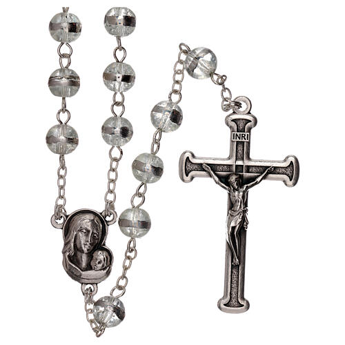 Glass rosary 3 mm transparent beads 1