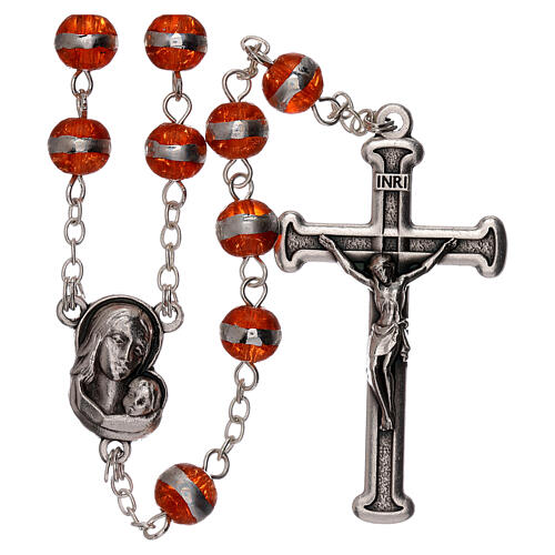Rosary 3 mm beads orange glass 1
