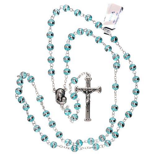 Rosary with aqua green beads 3 mm 4