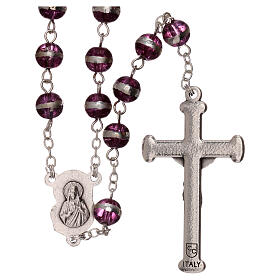 Rosary with pruple beads 3 mm