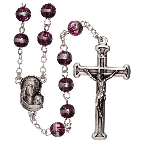 Rosary with pruple beads 3 mm 1