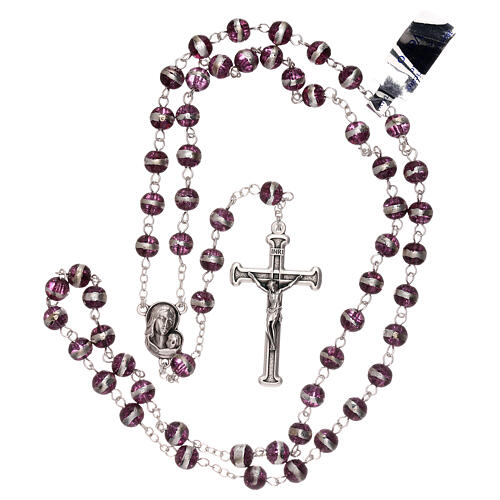 Rosary with pruple beads 3 mm 4