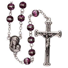 Rosario grani 3 mm vetro viola