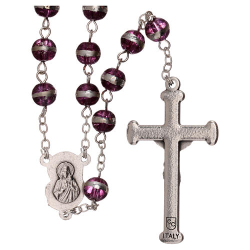 Rosary 3 mm beads violet glass 2