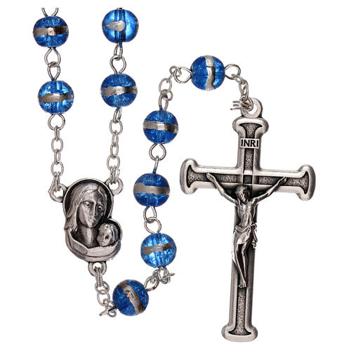Rosary 3 mm beads blue glass 1