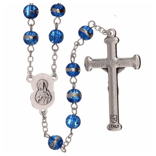 Rosary 3 mm beads blue glass 2