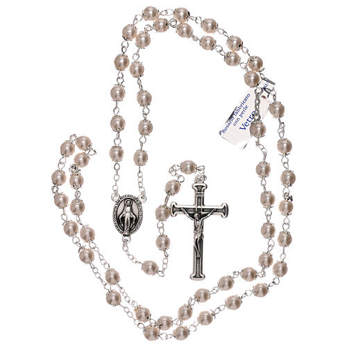 Rosary with white pearl beads 3 mm 4