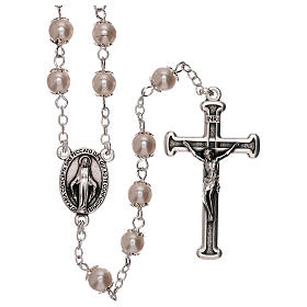 Rosario perla bianca vetro grani 3 mm