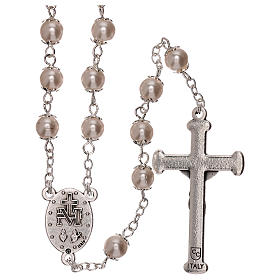 Rosario perla bianca vetro grani 3 mm