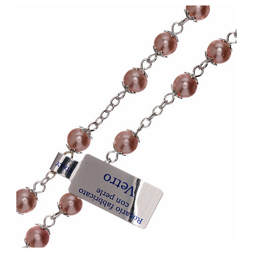 Rosary with pink pearl beads 3 mm 3