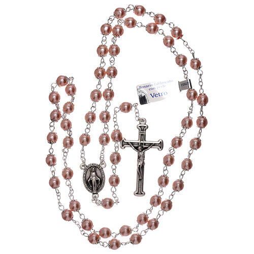 Rosary with pink pearl beads 3 mm 4