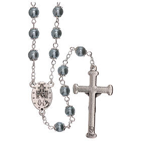 Rosary with sky blue pearl beads 3 mm