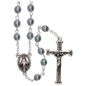 Rosario in vetro perla celeste grani 3 mm