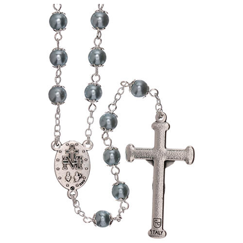 Imitation pearl rosary light blue glass beads 3 mm 2